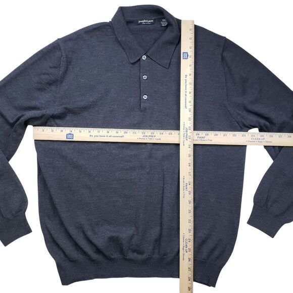 Joseph & Lyman Wool Polo Sweater Mens XXL 2XL Gray Knit Preppy Made in italy - Picture 4 of 7